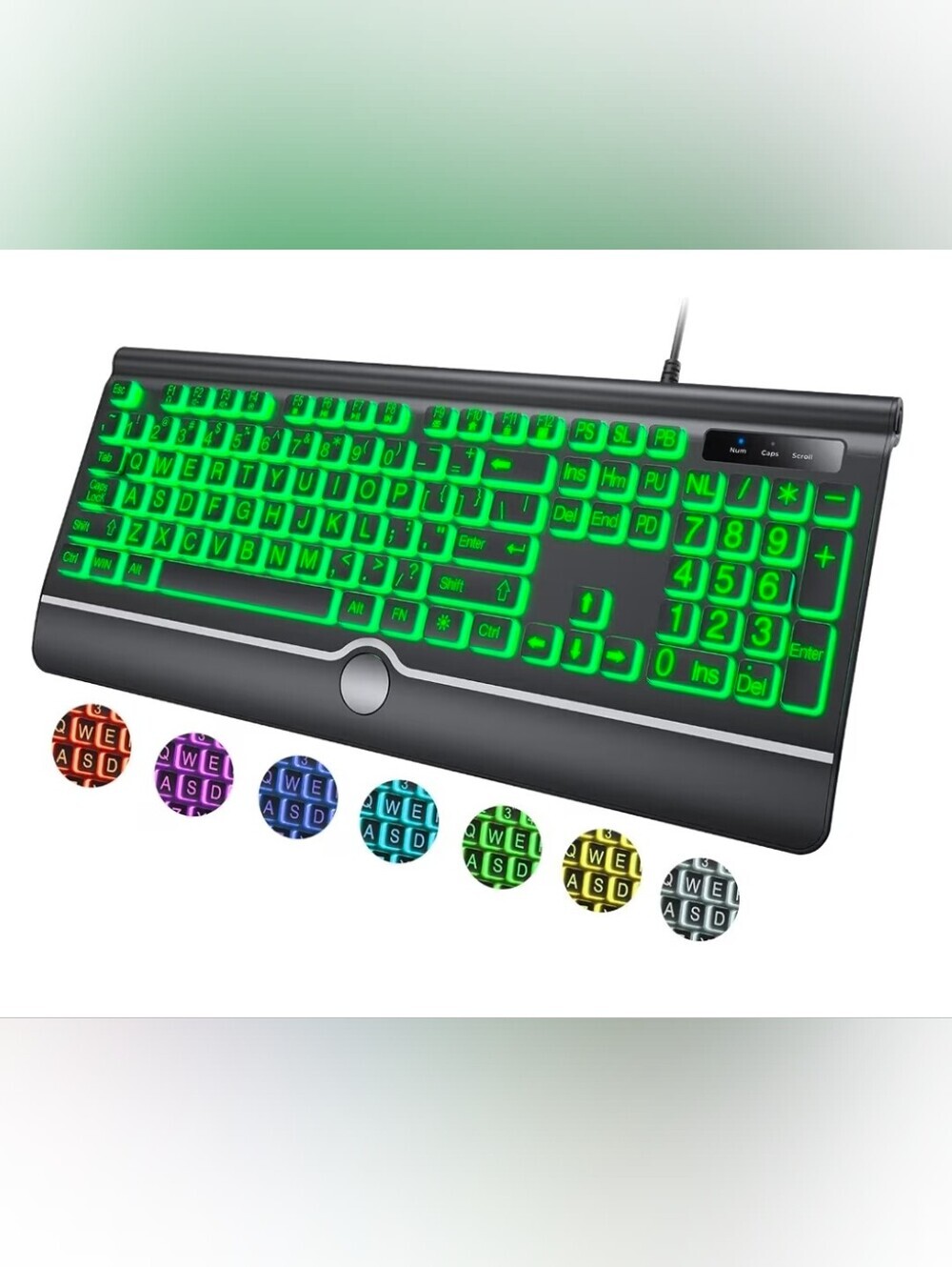 Gaming Backlit USB Keyboard - Green LED
